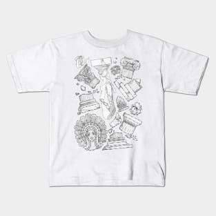 Greek Architectural Elements - black and white LIGHT Kids T-Shirt